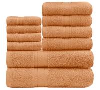 GC GAVENO CAVAILIA Soft 100% Cotton 10 Piece Towel Bale Set, Peach | Quick Drying, Highly Absorbent, Skin Friendly, 450 GSM, 4x Face 4x Hand 2x Bath Towels for Beach, House & Gym