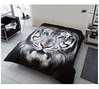 GC GAVENO CAVAILIA Soft And Cosy 3D Animal Throw, Comfy Warm Fluffy Soft Fleece Blanket Throws For Sofa Bed, 200x240 Cm, Tiger Face White