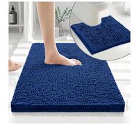 GC GAVENO CAVAILIA Soft Bath Mat Sets For Bathroom | 2 Piece Bath Mat Non Slip Back | Highly Water Absorbent & Fast Drying 100% Microfiber Chenille Toilet Rug with Pedestal Mat | Royal Blue