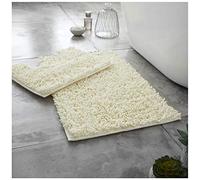 GC GAVENO CAVAILIA Soft Bath Mat Sets For Bathroom | 2 Piece Bath Mat Non Slip Back | Highly Water Absorbent & Fast Drying 100% Microfiber Chenille Toilet Rug with Pedestal Mat | Cream