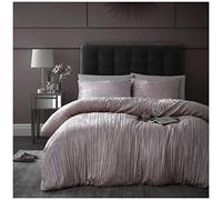 GC GAVENO CAVAILIA Soft & Cosy Crinkle Velvet Duvet Cover, Comfy Reversible Bedding Single Bed Fancy Quilt Set, Blush Pink Bedlinen