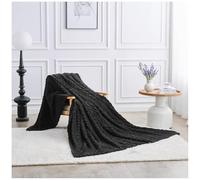 GC GAVENO CAVAILIA Soft Flannel Sherpa Fleece Throw Blanket Queen Size, Jacquard Weave Pattern Thermal Warm & Cosy Fuzzy Plush Blanket For Sofa Couch & Bed, 200x240 Cm, Natural