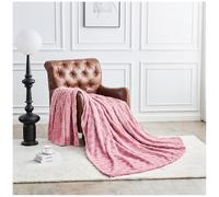 GC GAVENO CAVAILIA Soft Flannel Sherpa Fleece Throw Blanket Queen Size, Jacquard Weave Pattern Thermal Warm & Cosy Fuzzy Plush Blanket For Sofa Couch & Bed, 200x240 Cm, Natural