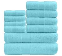 GC GAVENO CAVAILIA Soft Towels - 10 Piece Bathroom Towels Bale Set - Premium Quality Water Absorbent Towel, 4 Face 4 Hand 2 Bath Towel, 450 GSM Washable Towels Set, Aqua