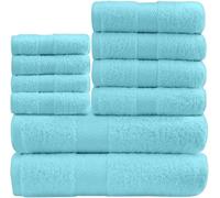 GC GAVENO CAVAILIA Soft Towels - 10 Piece Bathroom Towels Bale Set - Premium Quality Water Absorbent Towel, 4 Face 4 Hand 2 Bath Towel, 450 GSM Washable Towels Set, Aqua