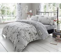 GC GAVENO CAVAILIA Sparrow Quilt Covers Bedset | Supreme Birdie Blossom Duvet Cover With Matching Pillowcases | Reversible Blossom Bedding Set | Washable Grey Super King