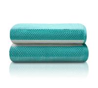 GC GAVENO CAVAILIA Stripe Bath Sheets 2Pk | (90x140 Cm) Extra Large Bath Sheets | Fast Drying & Water Absorbent Bath Sheet | Hotel Quality Cotton Towels Sets For Bathroom, Aqua