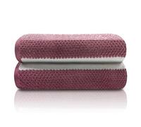 GC GAVENO CAVAILIA Stripe Bath Sheets 2Pk | (90x140 Cm) Extra Large Bath Sheets Set of 2 | Fast Drying & Water Absorbent Bath Sheet | Hotel Quality Cotton Towels Sets For Bathroom, Dark Pink