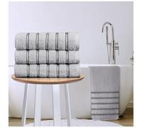 GC GAVENO CAVAILIA Stripe Bath Sheets Extra Large 3Pack | 600GSM Towels Bath Sheets Quick Dry & Water Absorbent Towels Set | Lightweight Hotel Quality Thick Cotton Towel Bath Sheet 90x150 Cm, Grey