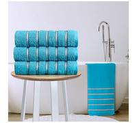 GC GAVENO CAVAILIA Stripe Bath Sheets Extra Large 3Pack | 600GSM Towels Bath Sheets Quick Dry & Water Absorbent Towels Set | Lightweight Hotel Quality Thick Cotton Towel Bath Sheet 90x150 Cm, Teal