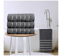 GC GAVENO CAVAILIA Stripe Bath Sheets Extra Large 3Pack | 600GSM Towels Bath Sheets Quick Dry Water Absorbent Towels Set | Lightweight Hotel Quality Thick Cotton Towel Bath Sheet 90x150 Cm, Charcoal