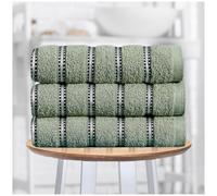 GC GAVENO CAVAILIA Stripe Bath Sheets Extra Large 3Pack | 600GSM Towels Bath Sheets Quick Dry & Water Absorbent Towels Set | Lightweight Hotel Quality Cotton Towel Bath Sheet 90x150 Cm, Sage Green