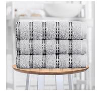 GC GAVENO CAVAILIA Stripe Bath Sheets Extra Large 3Pack | 600GSM Towels Bath Sheets Quick Dry & Water Absorbent Towels Set | Lightweight Hotel Quality Thick Cotton Towel Bath Sheet 90x150 Cm, Grey