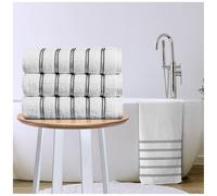 GC GAVENO CAVAILIA Stripe Bath Sheets Extra Large 3Pack | 600GSM Towels Bath Sheets Quick Dry & Water Absorbent Towels Set | Lightweight Hotel Quality Thick Cotton Towel Bath Sheet 90x150 Cm, White