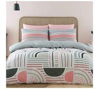 GC GAVENO CAVAILIA Stripe Duvet Cover King Size, Super Soft Reversible Polka Dots Bedding Set, Washable Bed Covers, Blush Pink/Grey