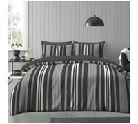 GC GAVENO CAVAILIA Stripe Pattern King Size Duvet Cover Set with Matching Pillowcases - Modern Easy Care Reversible Floral Comforter Bedding Set - Soft Breathable Polyester Long-Lasting Bed Linen