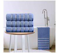 GC GAVENO CAVAILIA Striped Bath Sheets Extra Large 3Pack | 600GSM Towels Bath Sheets Quick Dry & Water Absorbent Towels Set | Lightweight Hotel Quality Thick Cotton Towel Bath Sheet 90x150 Cm, Blue