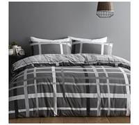 GC GAVENO CAVAILIA Striped Duvet Cover Sets, Breathable Tartan Bedding Double Bed Set, Washable Comforter Covers With Pillowcases, Grey, 713302, Daze Stripe-grey
