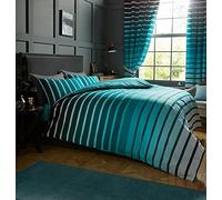 GC GAVENO CAVAILIA Striped Geometric Duvet Cover, Luxury Polycotton Bedding Sets, Soft Bed Covers, Andrea-Teal, Double, 344285