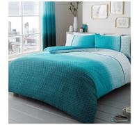 GC GAVENO CAVAILIA Striped Super King Size Duvet Cover Sets | Easy care Geometric Pattern Bedding Set With Pillowcases | Reversible Printed Quilt Set | Teal Bed Covers