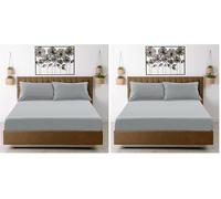 GC GAVENO CAVAILIA Super Dreamer King Size Fitted Sheet Grey - Plain Bedding Sheet With Elastic Corner - Polyester Fabric Bedsheet (Pack of 2)