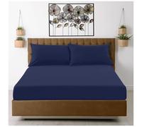 GC GAVENO CAVAILIA Super King Fitted Sheet - Soft Microfiber Polyester Bed Sheet - 38cm Deep Pocket with Elasticated Corners - Easy Care & Fade Resistant Bottom Sheet (182x200 cm) - Navy