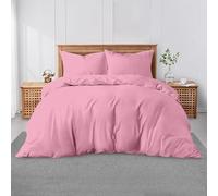 GC GAVENO CAVAILIA Super King Plain Dyed Duvet Cover Set with Pillowcase - Soft Comfortable, Lightweight Polycotton Bedding, Easy-Care - Quilt Comforter Cover - Pink