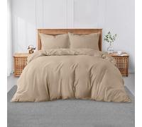 GC GAVENO CAVAILIA Super King Plain Dyed Duvet Cover Set with Pillowcase - Soft Comfortable, Lightweight Polycotton Bedding, Easy-Care - Quilt Comforter Cover - Natural
