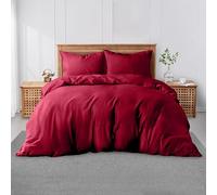 GC GAVENO CAVAILIA Super King Plain Dyed Duvet Cover Set with Pillowcase - Soft Comfortable, Lightweight Polycotton Bedding, Easy-Care - Quilt Comforter Cover - Red