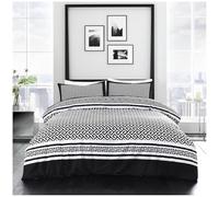 GC GAVENO CAVAILIA Super Soft & Breathable Hypoallergenic Reversible Greek Key Printed King Size Beddings - 100% Hotel Quality Hypoallergenic Duvet Cover Sets - Black & White 230x220 Cm