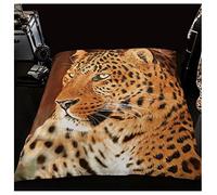 GC GAVENO CAVAILIA Super Soft Faux Fur Fleece Blanket 3D Animal Print Throw Leopard 150x200 cm, Polyester, Multi-Colour, Double