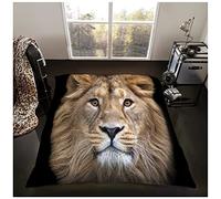 GC GAVENO CAVAILIA Super Soft Faux Fur Fleece Blanket 3D Animal Print Throw Lion Large - 200 x 240 cm, Polyester, Brown, King