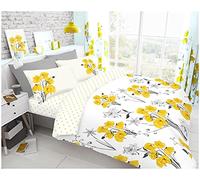 GC GAVENO CAVAILIA Super Soft Floral Duvet Cover Sets with Matching Pillow Case, Reversible Polka Dot Bedding Single Bed Comforter Covers, Yellow