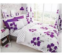 GC GAVENO CAVAILIA Super Soft Floral Duvet Cover Sets with Matching Pillow Case, Reversible Polka Dot Bedding Single Bed Comforter Covers, Aubergine