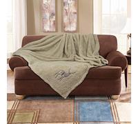 GC GAVENO CAVAILIA Super Soft Fluffy Sofa Bed Blanket, Teddy Emb Fleece Throw, Warm Sherpa Stag Throws, Natural, 150X200
