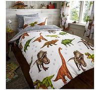GC GAVENO CAVAILIA Super Soft Kids Range Dinosaur Single Duvet Set, Luxury Hypoallergenic Reversible Polycotton Animal Quilt Bed Sets, Multi