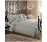 GC GAVENO CAVAILIA Super Soft Striped Duvet Cover Double, Hypoallergenic Polycotton Fancy Panel Quilt Bedding Set, Silver