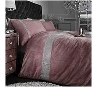 GC GAVENO CAVAILIA Super Soft Teddy Arcade Bedding, Fluffy Fleece Duvet Cover, Cosy Diamante Quilt Set Pillowcase, Blush-Pink, Single Size