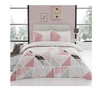 GC GAVENO CAVAILIA Super Soft Triangle Duvet Cover, Polycotton Fabric Reversible Striped Bedding, Pink, Super King Bed Set 686781