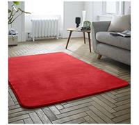 GC GAVENO CAVAILIA Super Soft Velvet Fluffy Rug For Bedroom Large Floor Mat Plain Soft Touch Low Pile Rug Carpets For Bedrooms Dinning Sitting Room Living Room Rugs 120 x 170 cm - Red