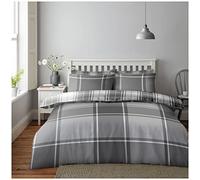 GC GAVENO CAVAILIA Tartan Duvet Covers Set, Reversible Bedcover Check Bedding Double Bed Set, Super Soft Quilt Covers, Grey