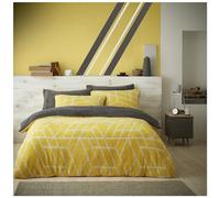 GC GAVENO CAVAILIA Teddy Bear Bedding Double Bed Geometric Quilt Cover Set With Pillowcases, Plain Reversible Cuddly Soft Thermal Warm & Cosy Fleece Duvet Cover Set, Ochre
