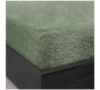 GC GAVENO CAVAILIA Teddy Bear Double Fitted sheet | Fleece Thermal Warm Plain Soft Cuddly Fluffy Fitted Bed Sheets Double | Sage Green
