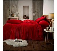GC GAVENO CAVAILIA Teddy Bear Fleece Double Bedding Set | Soft & Cosy Thermal Warm Fluffy Double Duvet Sets With 2 Piece Pillowcases| Red | 200 Cm x 200 Cm