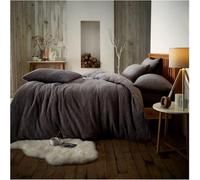 Gc Gaveno Cavailia Teddy Bear Fleece Double Charcoal Duvet Set With Matching Pillowcase Fluffy Warm & Cosy Super Soft Bedding Set