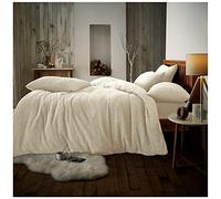 GC GAVENO CAVAILIA Teddy Bear Fleece Plain Single Quilt Cover Set - Soft Thermal Warm & Cosy Fluffy Single Bedding Set - Cream - 137cm x 200cm