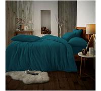 GC GAVENO CAVAILIA Teddy Bear Fleece Plain Single Quilt Cover Set - Soft Thermal Warm & Cosy Fluffy Single Bedding Set - Green - 137cm x 200cm