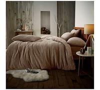 GC GAVENO CAVAILIA Teddy Bear Fleece Plain Single Quilt Cover Set - Soft Thermal Warm & Cosy Fluffy Single Bedding Set - Mink - 137cm x 200cm