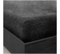 GC GAVENO CAVAILIA Teddy Bear Fleece Single Fitted Sheet - Single Bed Sheets Plain Thermal Warm Soft Cuddly Fluffy Bedding - Charcoal