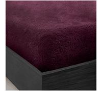 GC GAVENO CAVAILIA Teddy Bear Fleece Single Fitted Sheet - Single Bed Sheets Plain Thermal Warm Soft Cuddly Fluffy Bedding - Aubergine